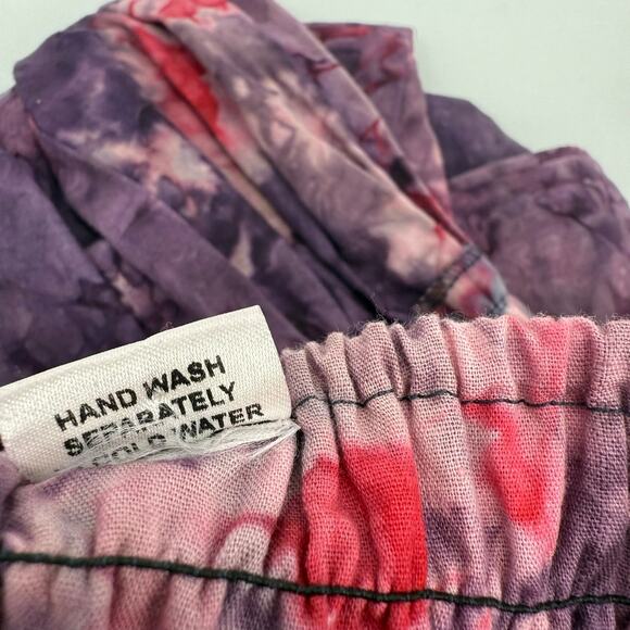 Unbranded Palazzo Pants One Size Tie Dye Made in Italy Cotton Smocked Wide Leg - Picture 4 of 10